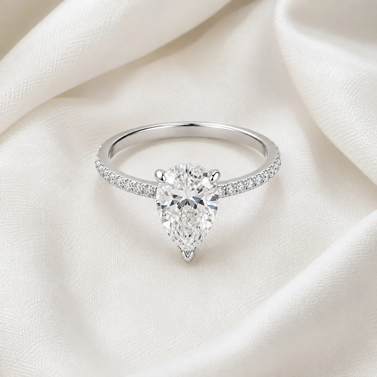 Pave Pear Engagement Ring