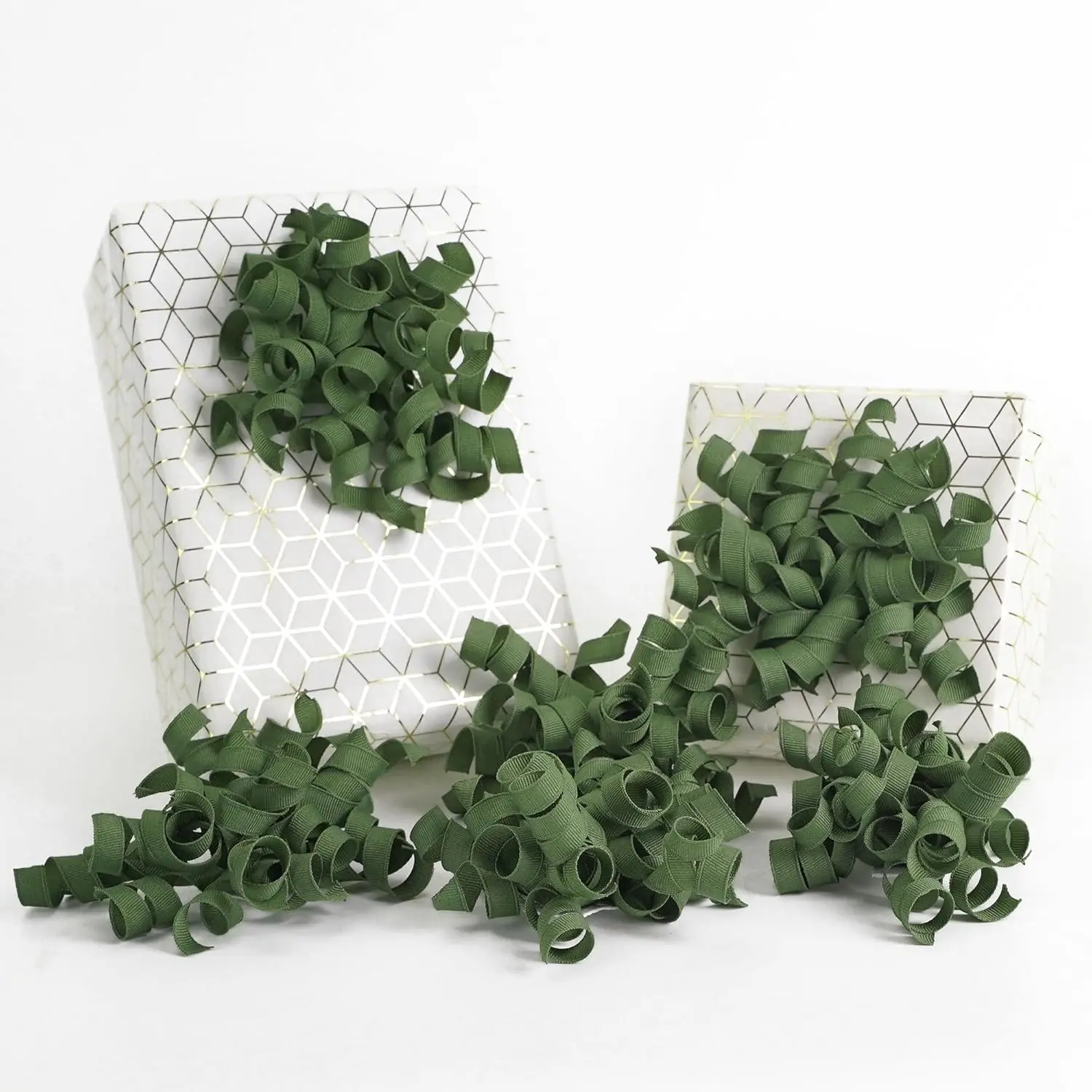Moss Green Bows for  Wrapping, Green Curly Ribbon Bows Self Adhesive Burst  Bow for Presents,  Bottle,  Bags, Wrap Accessories, Christmas, Wedding Party Favor - 6 Counts