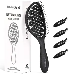 Vented Detangling Paddle Hair Brush with Clips | Quick-Dry, Anti-Frizz, Pain-Free Wet & Dry Hair Styling Detangling Hairbrush, Anti Tangle Brush