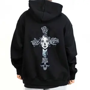 Cross with Floral, Girl, Art Men Chicano, Chicano Graphics Tees 75, Chicano Graphics Tees, Lowrider Style, Gangster, Chicanoas Clothing, Hoodie Dga For Men And Women Sweatshirt