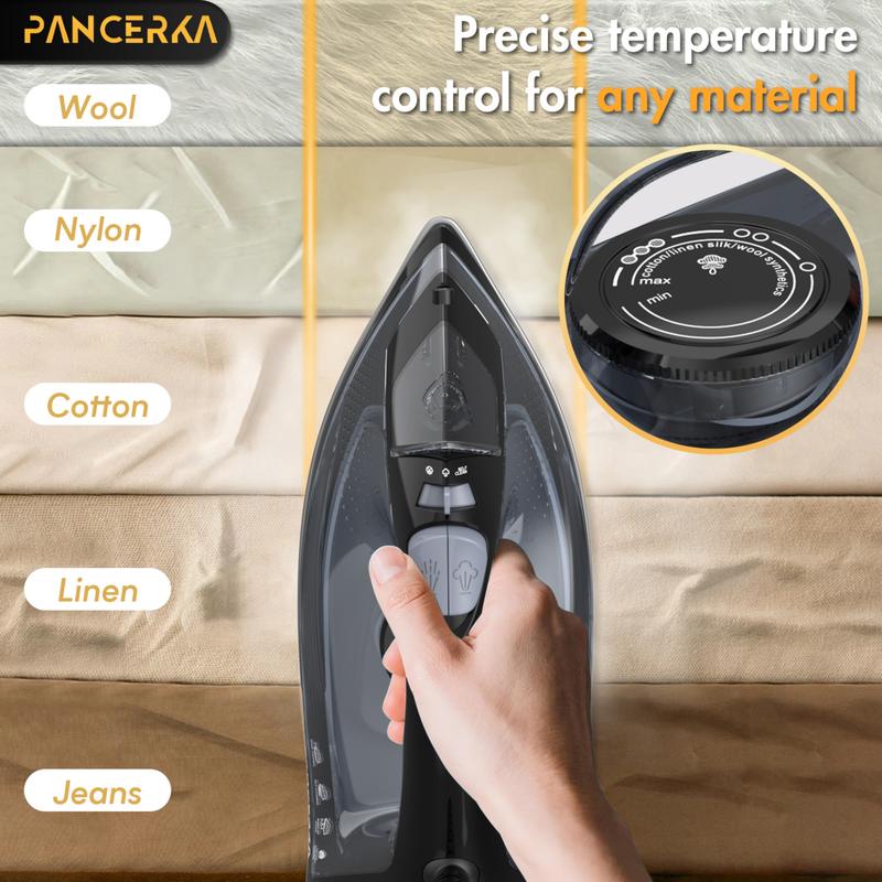 PANCERKA 1600W Steam Iron for Clothes - Powerful Steam Burst, Teflon Non-Stick Soleplate, Fast Heating & Auto Shut-Off | Clothing Iron with Easy Temperature Control | Irons | Plancha de Ropa