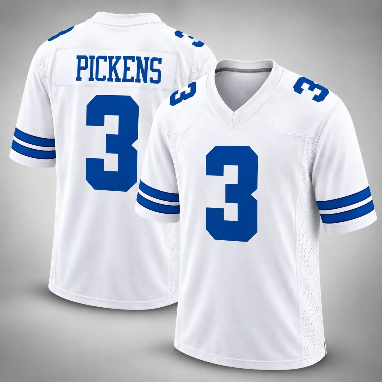 Full Logo Pickens #3 Football Jersey Shirt, Unisex White Player Football Jersey, Unisex #3 Name & Number Shirt, Short Sleeve Game Day Sportswear, Football Fan Apparel, Sports Gift