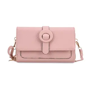Shop LC Pink Solid Faux Leather Crossbody Wallet with Shoulder Strap