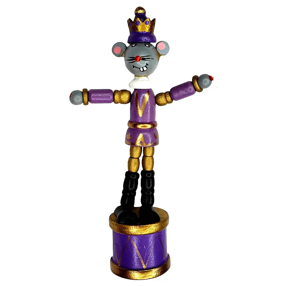 Mouse King Push Puppet Nutcracker Ornament 5 inch