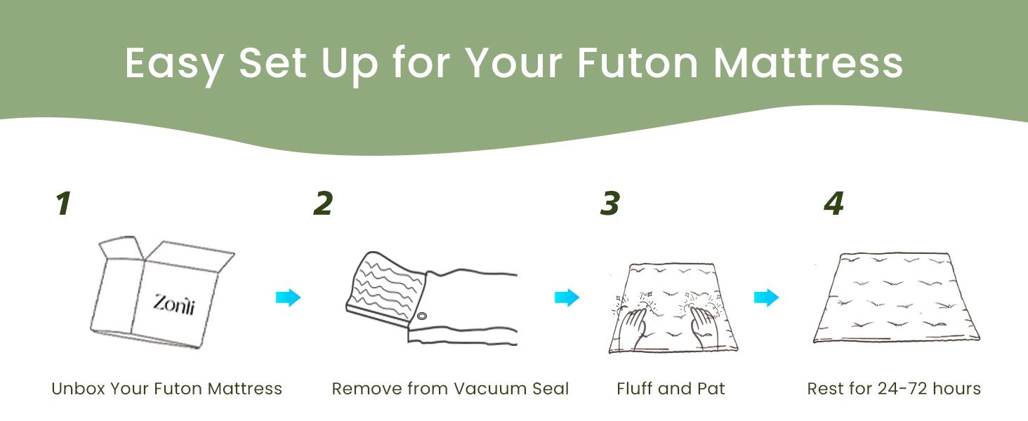 ZonLi Foldable Japanese Futon Mattress – Thick 100% Cotton, Portable Floor Bed, Easy Sleep Anywhere for Dorm, Guests & Camping