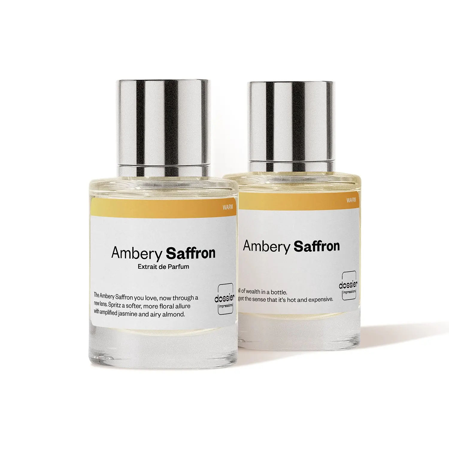 Baccarat Duo Bundle, Dossier, Unisex Perfume, 2x50ml, Ambery Saffron, Ambery Saffron Extrait