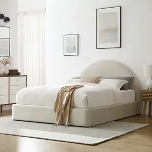 Modway Resort Performance Velvet Arched Round Full Platform Bed in Alabaster