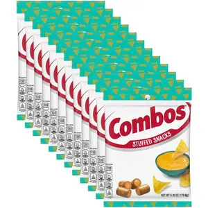 Combos Nacho Cheese Cracker Baked Snacks - 6.3-Ounce Bulk Bags, Pack of 12, Real Cheese Filling, Crunchy & Creamy, Perfect for School & Parties