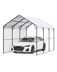 【fathersdaygift】VEVOR Heavy Duty Metal Carport, 10' x 15' Outdoor Carport with Galvanized Steel Frame & Roof, Car Tent Garage Shade with Removable Sidewalls, Multi-Use Car Shelter for Pickup, Boat, Car & Tractors