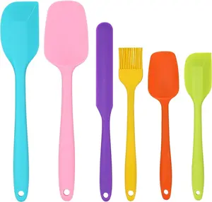 Spatulas Set of 6,  Grade  Spatulas Rubber Heat Resistant, Stainless Steel Core, Kitchen Utensils Nonstick for for Cooking, Baking and Mixing (Black) (colorful)