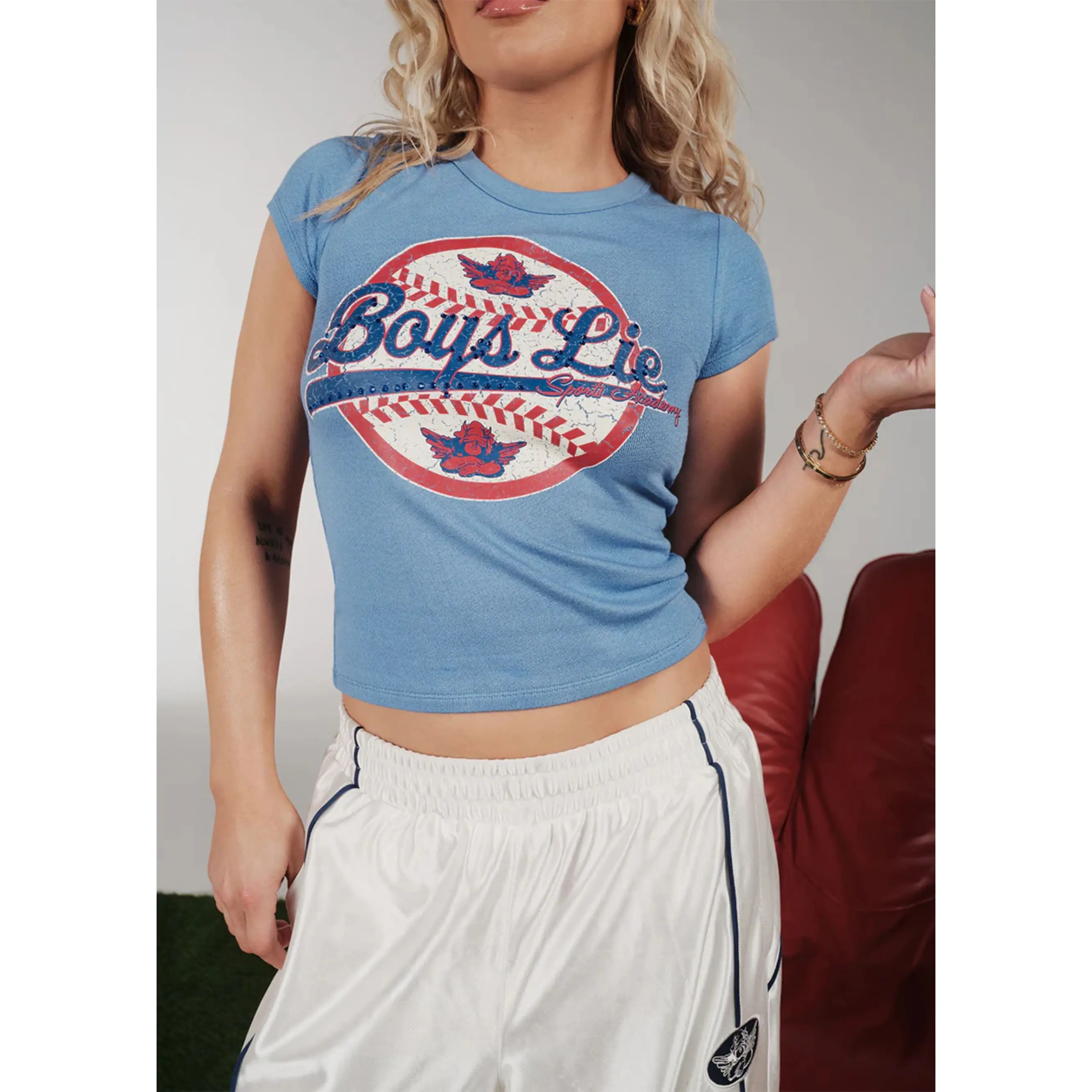 Boys Lie Sporting Blues Baby Tee ★ Blue