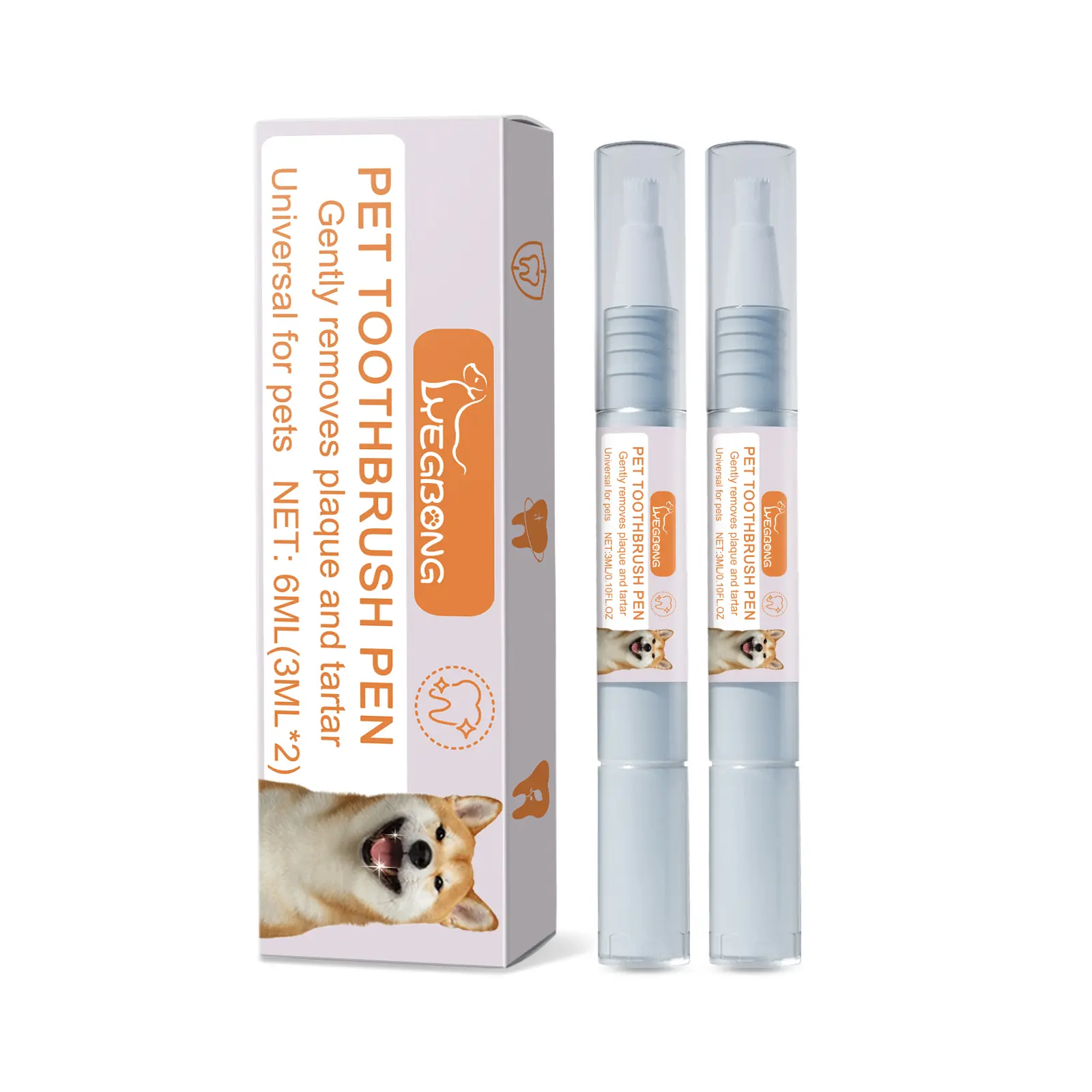 Yegbong Pet Dental Pen - Dog & Cat Oral Care Tool with Whitening Toothpaste, Plaque Remover, Breath Freshener for Clean Teeth, Easy-to-Use Daily Grooming Accessory, Toothpaste Whitening