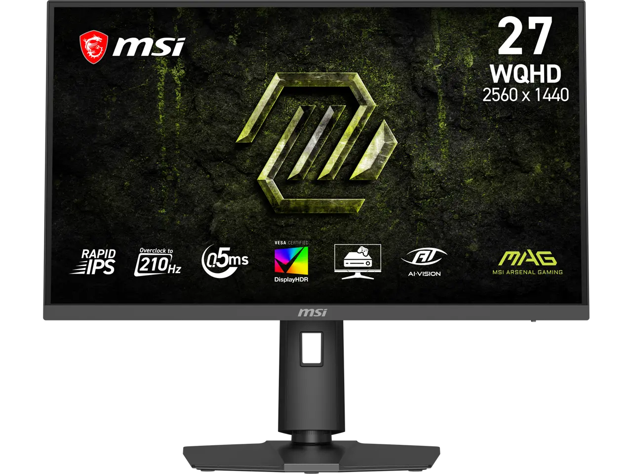MSI 27 inch WQHD 2K 1440P 210Hz IPS Adaptive Sync Gaming Computer Monitor with Height Adjustable, Swivel, Pivot, Tilt Stand MAG 275QPF E21
