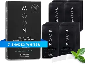 Dissolving Teeth Whitening Strips, 56 No Rinse White Strips, Peppermint, Hydrogen Peroxide & Essential Oils, Whiten Sensitive Teeth up to 7 Shades in 2 Weeks, Travel Essentials, Vegan Oral Care
