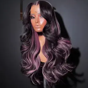 1B/Pink Colored Body Wave Human Hair Wig 13x6 HD Lace Front Pre Plucked Natural Hairline 180% Density 26 Inch