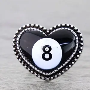 Heart Shape 8 Ball Cuff Ring for Women - Fashion Accessory