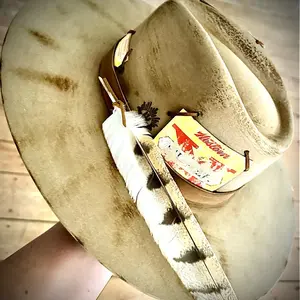 Western Silver Tip Hat with Owl Feather Detail