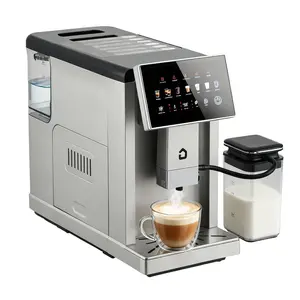 Garvee Gen Espresso Coffee Maker with Removable Brewer and Grinder, Adjustable Coarseness and Flavor Settings, Detachable Milk Tank, Silver Finish - Perfect for Home Baristas