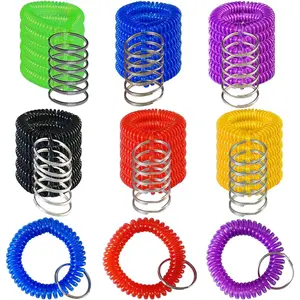 Pack of 36 Colorful Spring Spiral Wrist Coil Key Chain, Wristband Key Ring (Assorted Color)