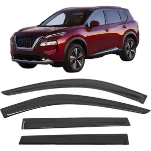 Tape on Window Visors Compatible with 2021-2025 Nissan Rogue, Acrylic Smoke/Tinted Rain Guards, Side Window Wind Deflectors 4PCS