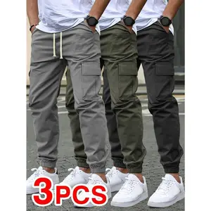 3PCSMen'sCargoPantsBeigeKhakiGrayBlackComfortableBreathablePracticalwithMultipleSidePocketsforSummerOutdoorActivitiesCampingTravelSportswearSportsClothesTropicalSetSmallFathersdaygiftStylishKhakiGrayBlack