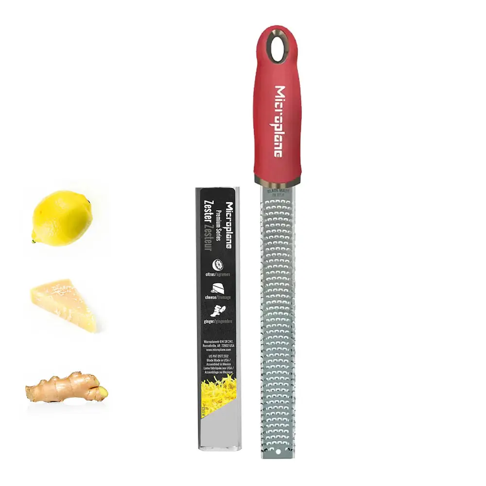Stainless Steel Premium Classic Microplane Zester Grater - Reusable Blade, Protective Cover, Comfortable Handles, Non-Scratch End Tabs, Multi-Purpose Kitchen Utensils for Fruit, Cheese Prep