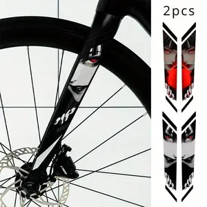 2D flat sticker 2PCS bicycle sticker two-dimensional DIY road car fork creative sticker motorcycle helmet sticker