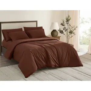 Brooklyn Loom Twin/Twin XL Solid Percale Duvet Cover Set Brown