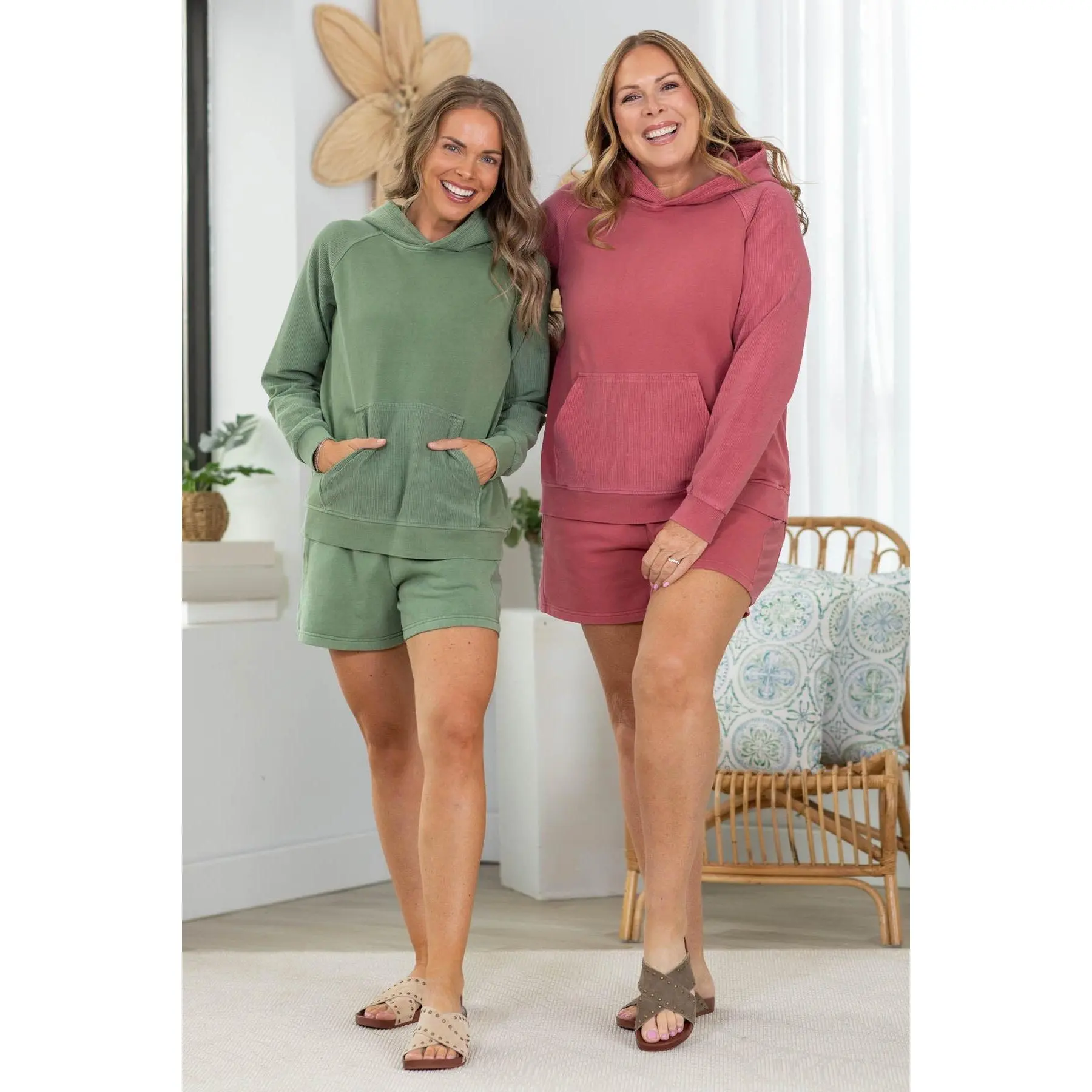 Vintage Mineral Wash Hoodie with Corded Trim by Filly Flair