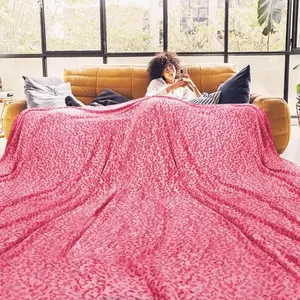 Warm Blanket Pink Soft Fleece Blanket Throw Blankets & Throws King Size, Leopard Print-1King size90" x 108" (230 x 275 cm)