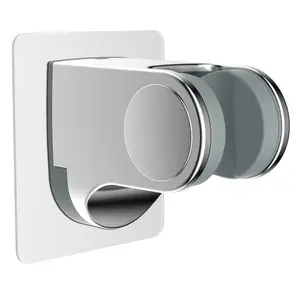 Hibbent Shower Head Holder, Strong Adhesive and Waterproof Handheld Shower Holder, Shower Head Bracket, Height Adjustable Shower Wand Holder, Wall Mount, No Drilling, Chrome Finish head bracket