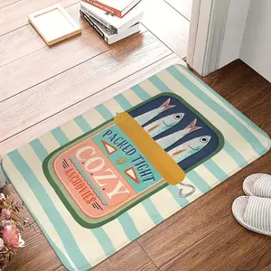 Vintage American Style Fish Can Rug Mat, Fun Cozy Anti-Slip Door Mat, Durable Absorbent Carpet for Home Kitchen Bedroom Entrance