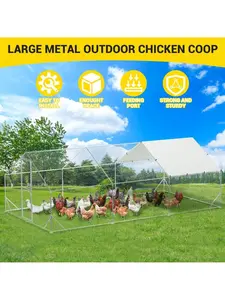 Large Metal Chicken Coop - Heavy Duty Walk-In with Waterproof Roof Cover, 9.8' L x 6.5' W x 6.5' H, Ideal for Outdoor Chicken Coop