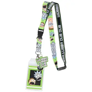 Rick And Morty Wubba Wubba Lanyard with ID Holder Rubber Charm and Sticker, Breakaway Clasp