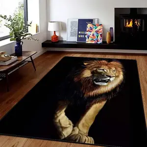 Wildlife Animal Print, Animal Printed Rug, Flannel Area Rug - Tiger, Elephant Print Soft Mats for Living Room & Bedroom, Non-Slip Nature Inspired Home Decor