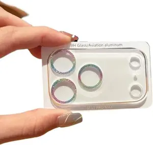 Cell Phone Lens Protector for iPhone  17 17 Pro Max 17 air Glitter Bling 9H Tempered Glass Camera Protective Screen Cover Decoration Accessories