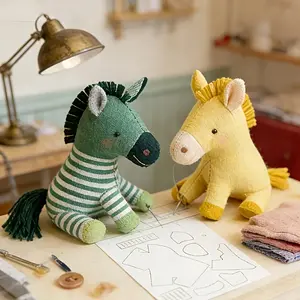 Sitting Pony Sewing Patchwork Template | Cream Color to ensure that the efficient patchwork does not shift, and bid farewell to the troubles of irregular cutting and destroying fabrics