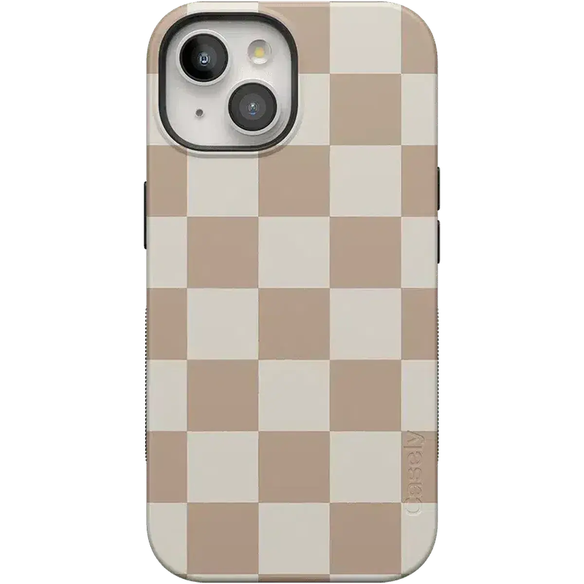 Casely iPhone 15 Case | Fit Check | Neutral Checkerboard | Bold Protective Design | Compatible with MagSafe