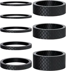 8 count Carbon Fiber Headset Spacers, Matte Finish, Lightweight and Precision, Fits 1 1/8 Inch Stem for MTB, Road Handlebar Stems, 6 Sizes (1/2/3/5/10/15 mm)