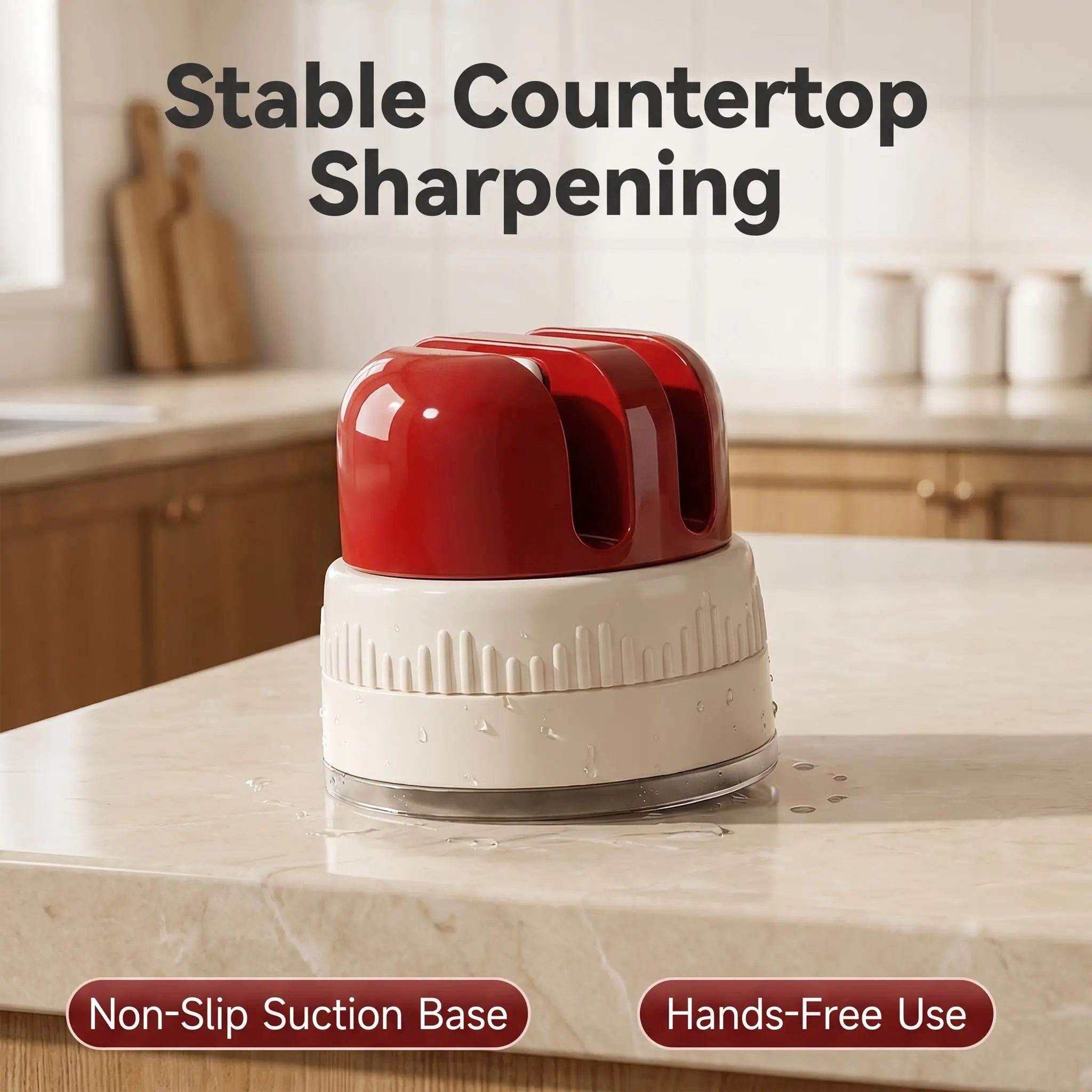 Suction Cup Knife Sharpener for Kitchen Knives & Scissors, Compact Hands-Free Countertop Sharpener with Non-Slip Base for Quick Edge Touch-Ups