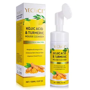 YECUCE 150ml Kojic Acid & Turmeric Cleansing Mousse, Turmeric Face Wash: Rich cleansing foam removes oil and impurities, leaving skin refreshed, brightens complexion and exfoliates, Facial Cleansing Product