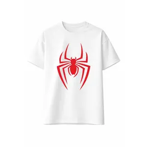Red Spider Graphic T Shirt Streetwear Spider Logo Tee Minimalist Superhero Inspired Shirt Unisex Casual Graphic Tee Trendy Street Fashion Top