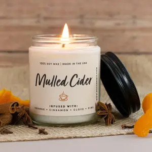 Wax & Wit Fall Candles, Mulled Cider Candle, Autumn Candle, Fall Scented Candles for Home, Apple Cider Candle - 9oz