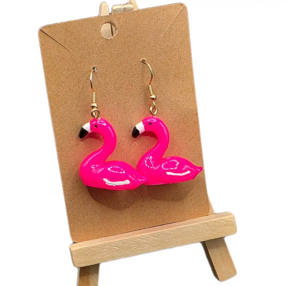 Fashionable Hot Pink Flamingo Earrings for Women Trendy and Fun Hook Earrings Unique Eye-Catching Design Perfect for Any Outfit