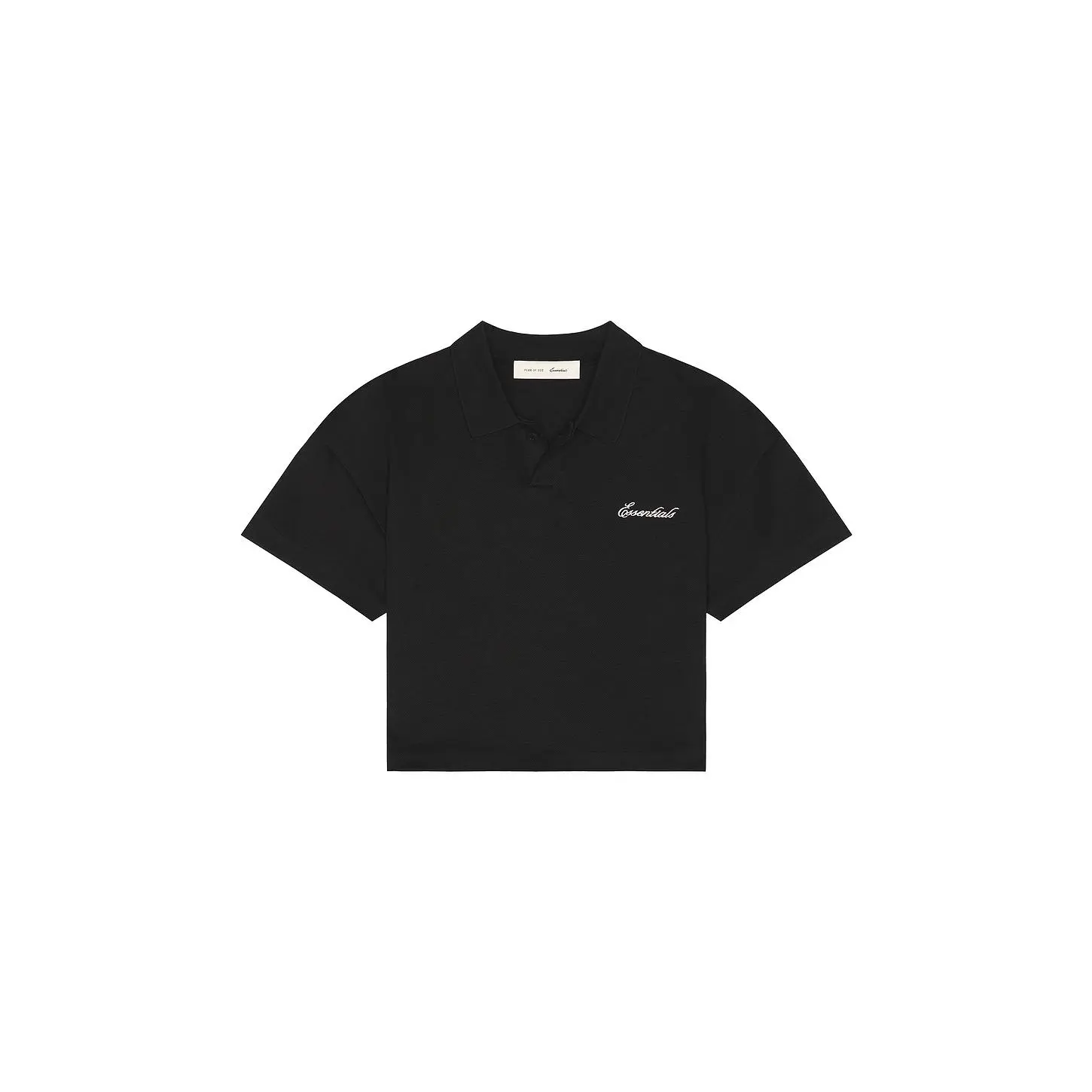 Fear of God ESSENTIALS Kids Signature Classic Short Sleeve Polo in Vintage Black