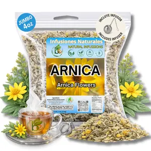 Arnica Flor Herbal Tea – 4 oz (113g) Loose Leaf + Stainless Steel Tea Infuser – 100% Natural – Caffeine-Free, Non-GMO, Gluten-Free, Vegan – Wildcrafted from Mexico – Te Con Infusor, by BexpertsUSA