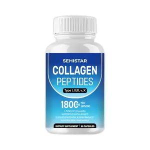 SEHISTAR Multi Collagen Peptides Capsules - 1800mg Hydrolyzed Collagen Protein, GMO-Free, Types I,II,III,V,X, Beauty Nail Healthcare Supplement, Skin Care, Joint Support - 90 Count
