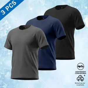 Men’s versatile 3-pack solid color T-shirts — soft, stretchy fabric, durable stitching; perfect for sports and weekend outings.