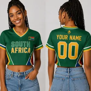 Custom South Africa Soccer Croptop Jersey, Personalized Name Crop Top, World Football 2026 Shirt, Sporty Girl Outfit, Gift for Women