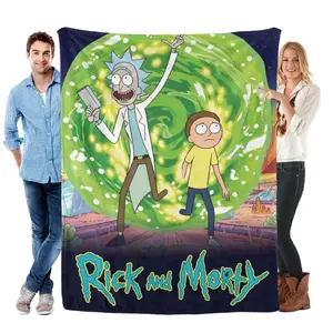Rick and Morty Green Portal Scene Flannel Throw Blanket Soft Cozy Warm Lightweight Plush Fleece Blanket Unique Christmas Holiday Gift for Rick and Morty Fans Couch Bed Sofa All Season Home Decor